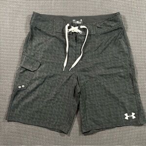 Under Armour HeatGear Black Board Shorts Mens Size 34 Loose Fit Swim Surf